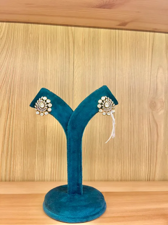 White Stone Polki Drop Earrings