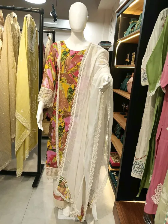 Multicolor Printed Lace Palazzo Suit (R281)
