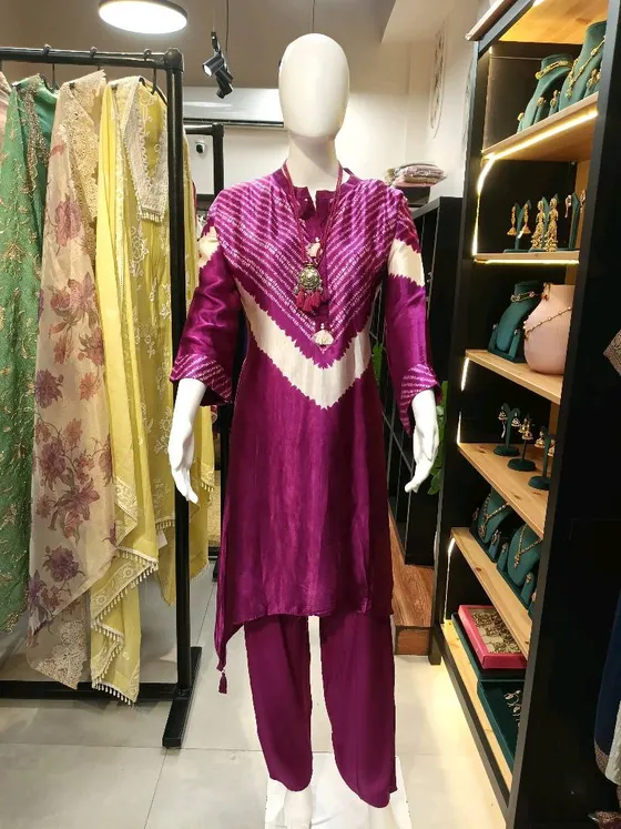 Magenta Printed Kurta Set (R0150)