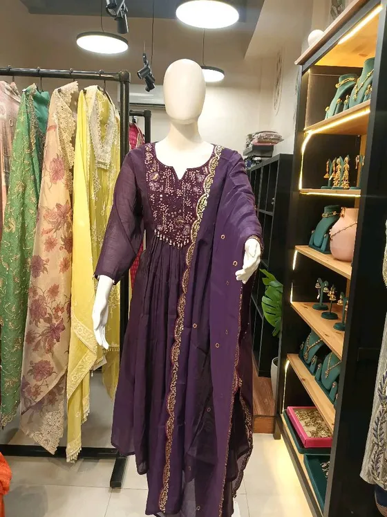 Purple Embroidered Anarkali Suit (R226)
